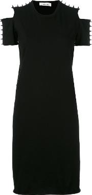 Spiked Shoulder Dress Women Cotton 42, Black