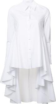Button Up High Low Shirt Women tton L, White