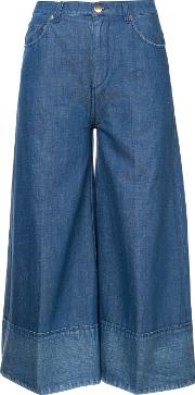 Wide Leg Cropped Jeans Women ttonlinenflax 2, Blue