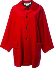 Buttoned Mid Coat Women Cottoncupro S, Red