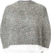 Comme Des Garcons Loose Knitted Pullover Women Silklinenflaxnylonwool M, Grey 