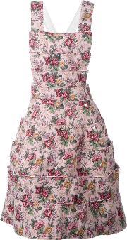 Floral Pinafore Dress Women Cottonacrylicnylontriacetate S, Women's, Pinkpurple