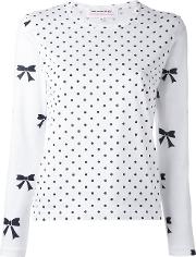 Polka Dots Print T Shirt Women Cotton M, White