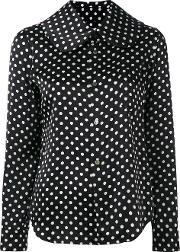 Polka Dots Shirt Women Silk S, Black