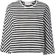 Striped Long Sleeve T Shirt Women Cotton S, Black