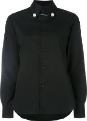 Collar Detail Shirt Women Cotton M, Black