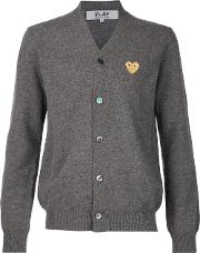 Comme Des Garcons Play Embroidered Heart Cardigan Men Wool S, Grey 