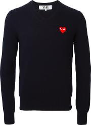 Comme Des Garcons Play Embroidered Heart Jumper Men Wool L, Blue 