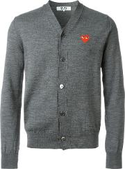 Embroidered Heart Cardigan Men Wool S, Grey