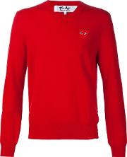 Embroidered Heart Jumper Men Wool M, Red