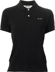 Embroidered Heart Polo Shirt Women Cotton M, Black