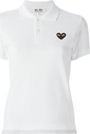 Embroidered Heart Polo Shirt Women Cotton M, Women's, White