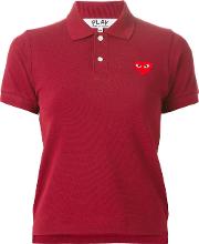 Embroidered Heart Polo Shirt Women Cotton S, Red