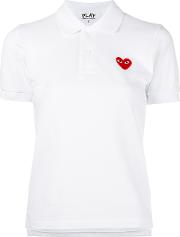 Heart Patch Polo Shirt Women Cotton S, White