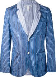 Striped Blazer Men Cotton M, Blue
