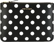 'polka Dots Printed ' Pouch Unisex Leather One Size, Black