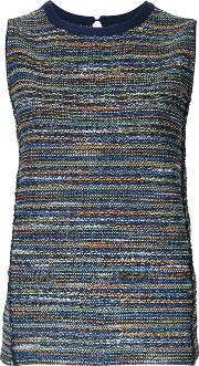 Lightweight Knit Top Women Cottonacrylicnylonpaper Yarn 40, Blue