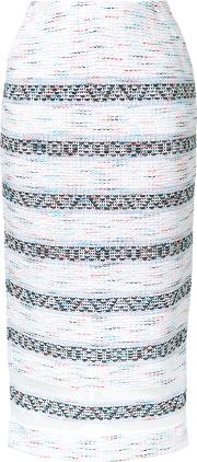 Sheer Detail Tweed Skirt Women Cottonacrylicnylonpaper Yarn 38, White