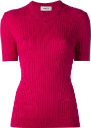 Short Sleeve Round Neck Knit Top Women Cottoncashmere 4, Pinkpurple