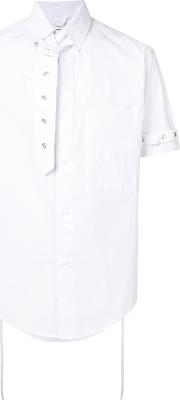 Neck Strap Shortsleeved Shirt Unisex Cotton L, White