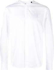 Collarless Button Down Shirt Men Cotton 16, White