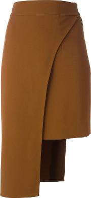 Asymmetric Cady Skirt Women Silkspandexelastaneviscose 6, Brown