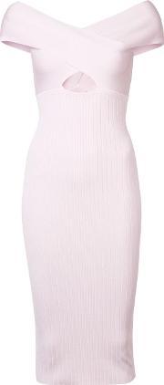 Cut Off Detailing Fitted Dress Women Polyesterviscose Xs, Women's, Pinkpurple