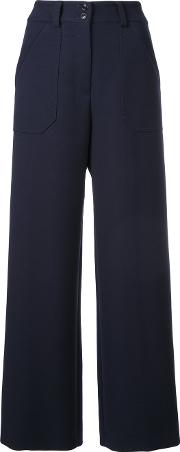 Cyclas Tailored Wide Leg Trousers Women Silkwool 36, Blue 