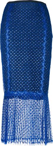 Daizy Shely Sheer Fish Tail Pencil Skirt Women Polyamideviscosepolyimide 42, Blue 
