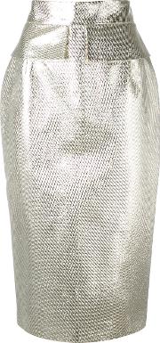 Metallic Pencil Skirt Women Cottonpolyamidepolyestermetal 44, Nudeneutrals