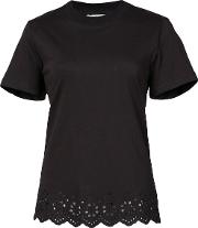 Asymmetrical Back Tee With Eyelet Embroidery