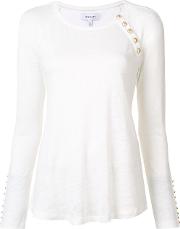 Button Detailing Flared T Shirt Women Linenflax L, White