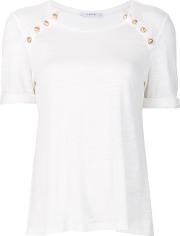 Button Detailing T Shirt Women Linenflax M, Women's, White