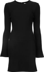 Fitted Long Sleeve Dress Women Polyesterpolyurethanerayon 6, Black