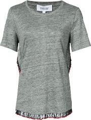 Fringed T Shirt Women Linenflax S, Grey