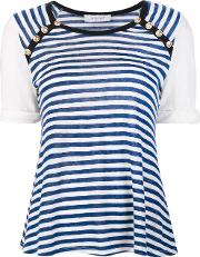 Striped Shortsleeved T Shirt Women Linenflax S, Women's, Blue