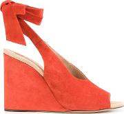 Wedge Pumps Women Leathersuede 39.5, Red