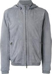 1972 Zip Up Hooded Jacket Men Cottonchamois Leather 52, Grey