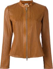 1972 Zip Up Jacket Women Leatherpolyesterspandexelastane 38, Brown