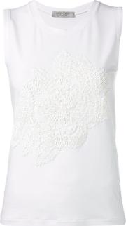 D.exterior Floral Embroidered Tank Top Women Acrylicpolyamidepolyurethanewool M, White 