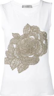 D.exterior Floral Embroidered Tank Top Women Acrylicpolyamidepolyurethanewool Xl, White 
