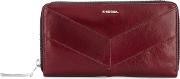 Logo Plaque Wallet Women Calf Leather One Size, Women's, Red