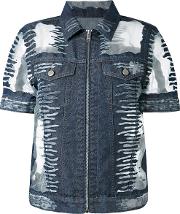 Short Sleeve Denim Jacket Women Cottonnylon S, Blue