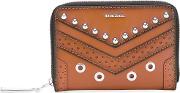 Studded Logo Wallet Women Calf Leather One Size, Brown