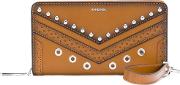 Studded Wallet Women Calf Leather One Size, Brown