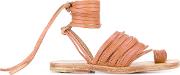 Ankle Lace Up Flat Sandals Women Calf Leatherleather 39, Nudeneutrals