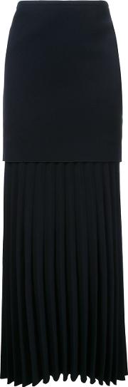 Linear Pleated Skirt Women Polyester 6, Blue
