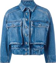 Cropped Denim Jacket Women Cotton 40, Women's, Blue