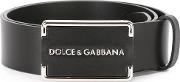 Dolce & Gabbana Logo Plaque Belt Men Leather 100, Black 