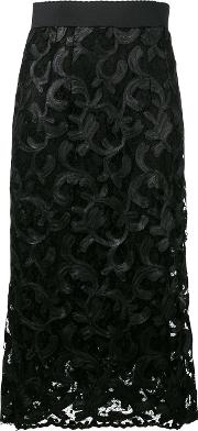 Lace Midi Skirt Women Silkcottonnylonviscose 46, Black
